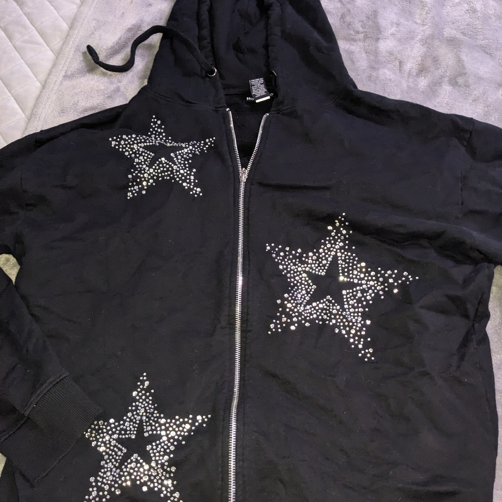 SHEIN Black Star Hoodie Jacket